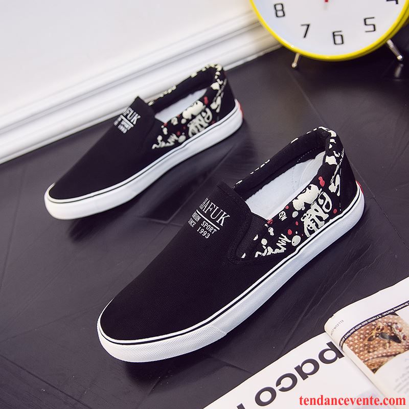 Chaussure Style Mocassin Décontractée Angleterre Slip-on Toile Printemps Personnalité Homme Imprimé Chaussures De Skate Tendance Paresseux L'automne Respirant Lavande