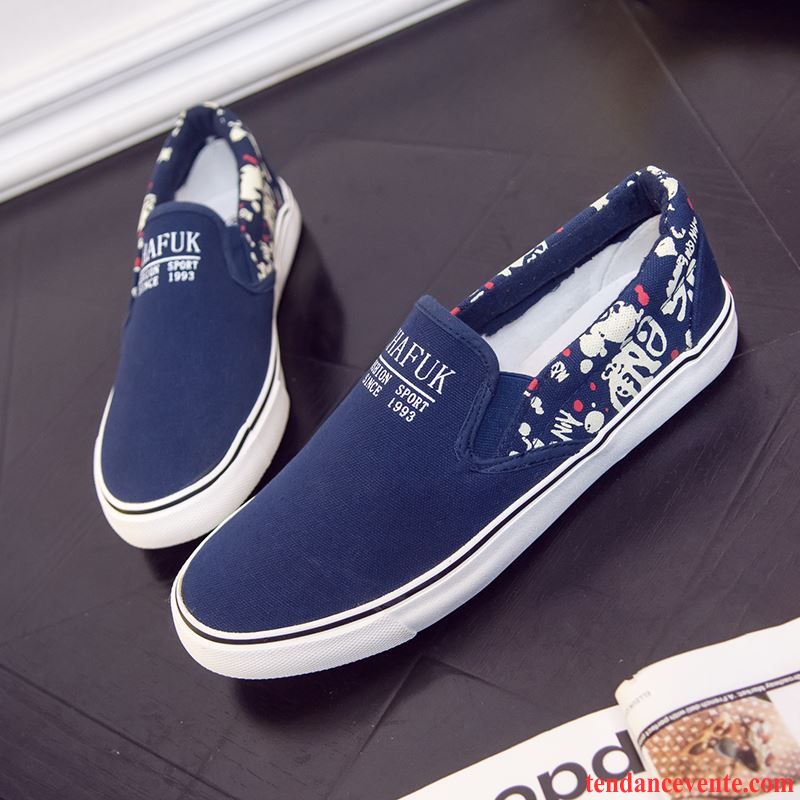 Chaussure Style Mocassin Décontractée Angleterre Slip-on Toile Printemps Personnalité Homme Imprimé Chaussures De Skate Tendance Paresseux L'automne Respirant Lavande