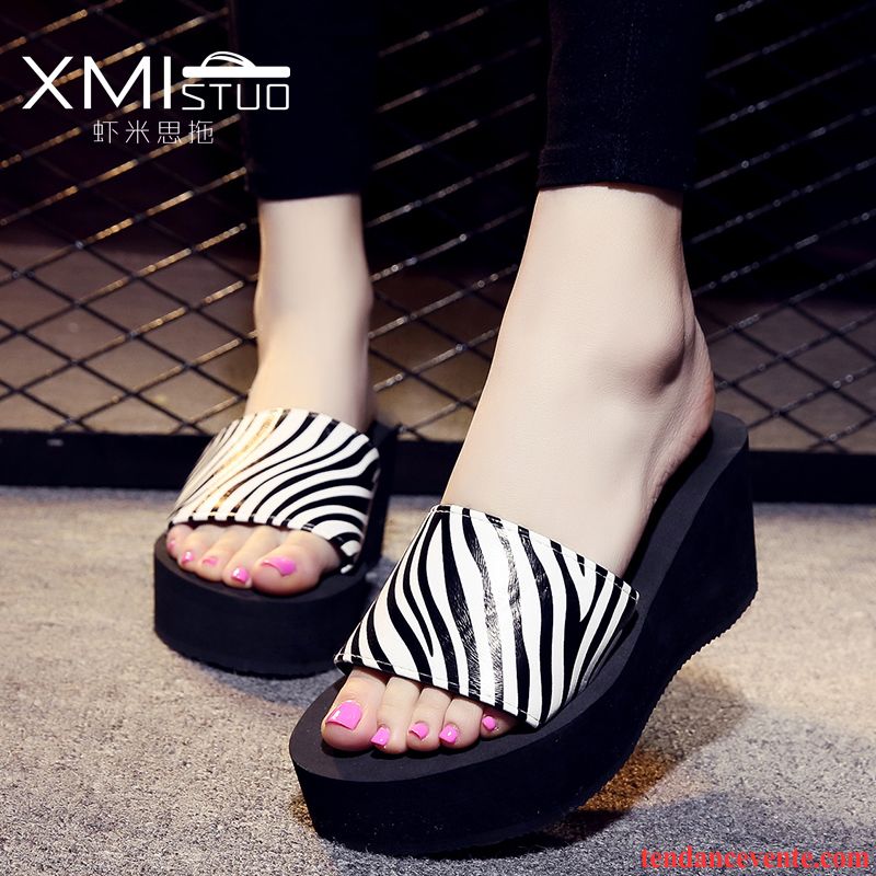 Chaussure Tendance Femme Plage Été Plates Talons Hauts Talons Compensés Semelle Épaisse Mode Antidérapant Femme Vente