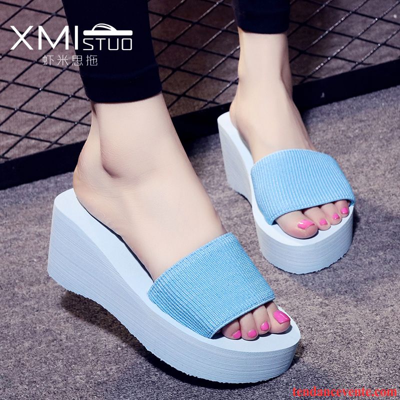 Chaussure Tendance Femme Plage Été Plates Talons Hauts Talons Compensés Semelle Épaisse Mode Antidérapant Femme Vente