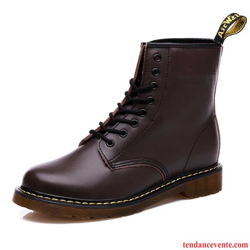 Chaussures Boots Hommes Soldes Femme Bureau Noir Homme Cuir Véritable Printemps Hautes Angleterre Fantaisie Décontractée Pas Cher