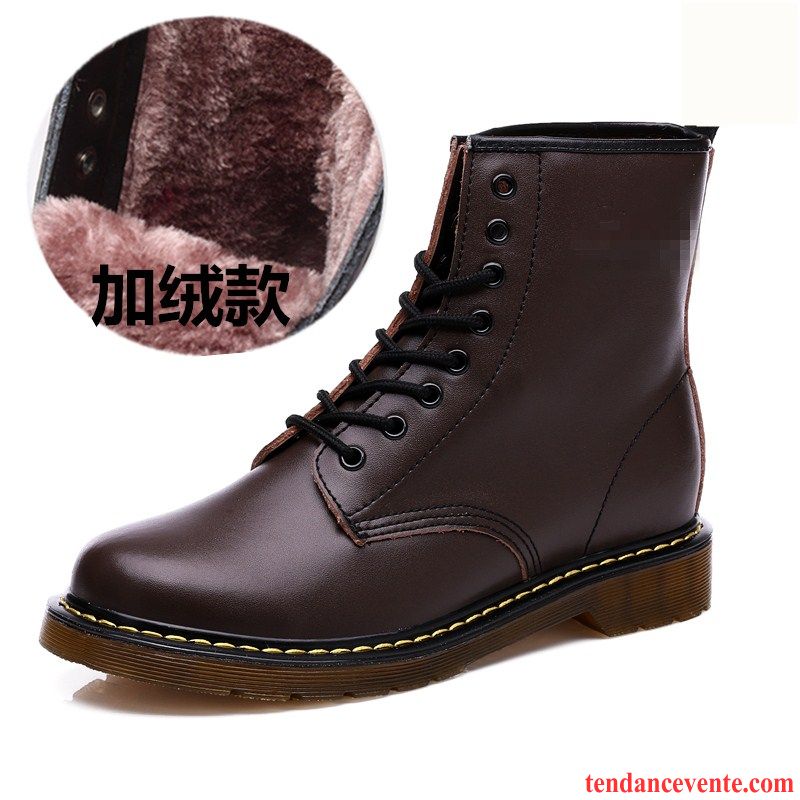 Chaussures Boots Hommes Soldes Femme Bureau Noir Homme Cuir Véritable Printemps Hautes Angleterre Fantaisie Décontractée Pas Cher