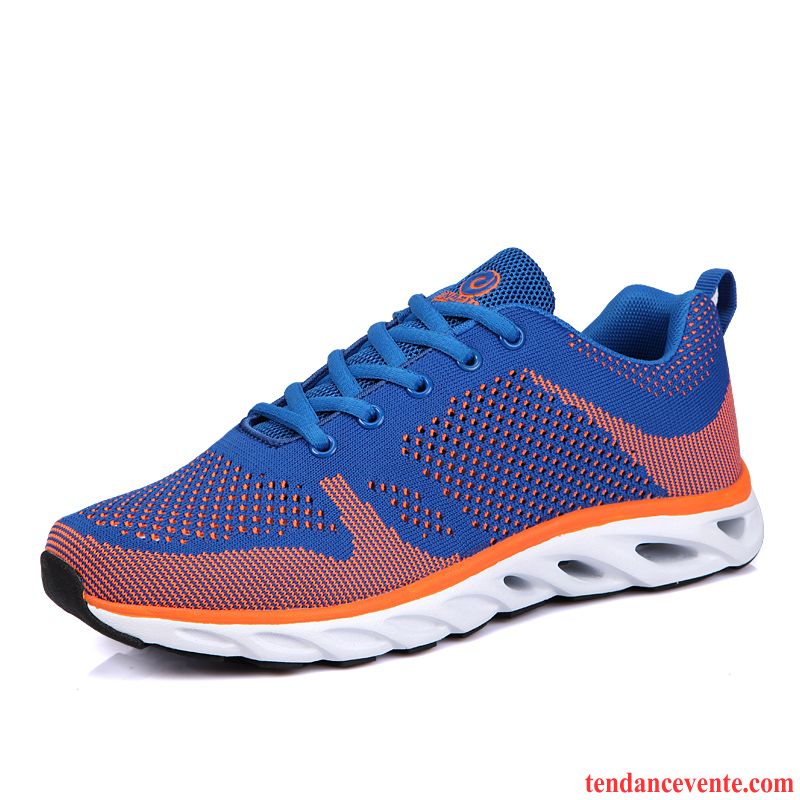 Chaussures De Fitness Homme En Maille Ligne Volante Confortable Respirant Été Chaussures De Course Printemps Léger Homme Sport Cyan