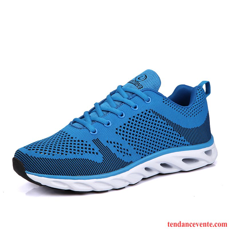 Chaussures De Fitness Homme En Maille Ligne Volante Confortable Respirant Été Chaussures De Course Printemps Léger Homme Sport Cyan