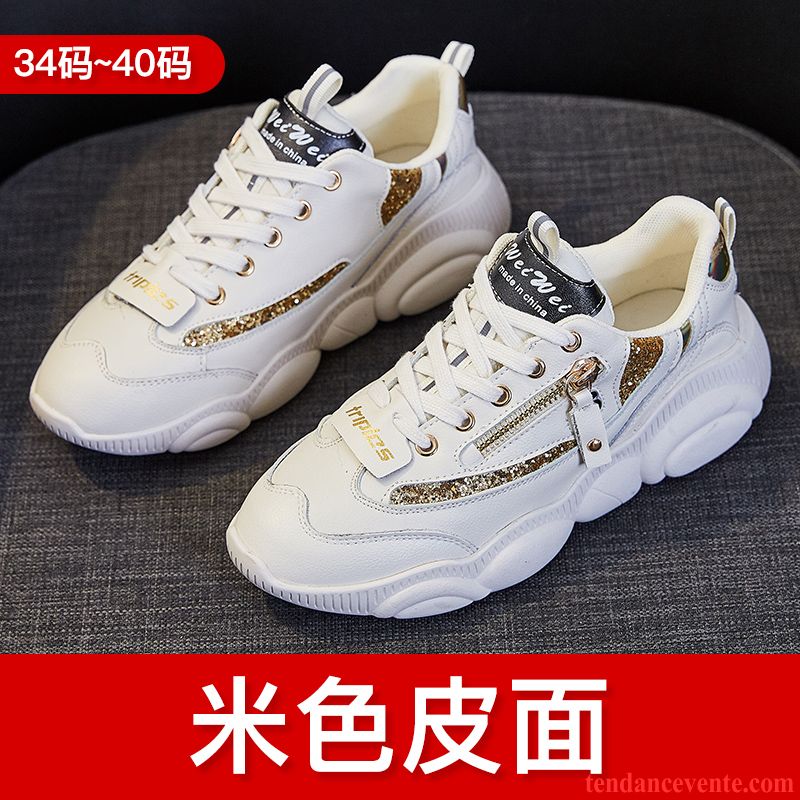 Chaussures De Running Femme Printemps Cuir Véritable Tous Les Assortis Plates En Cuir Étudiant Blanc Rouge