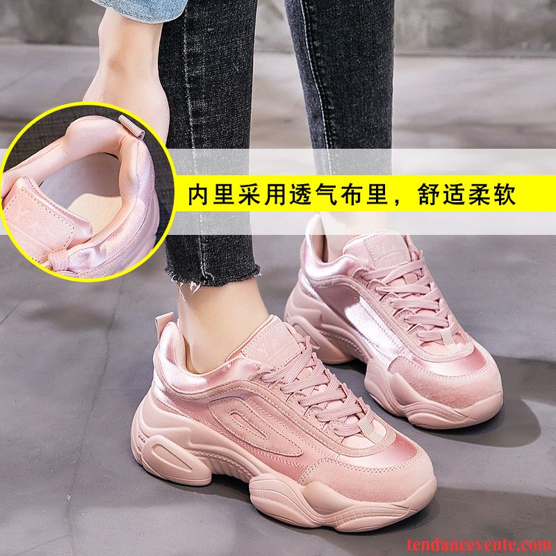 Chaussures De Running Femme Tous Les Assortis Printemps Augmenté Ultra Semelle Épaisse Tendance Rouge Rose