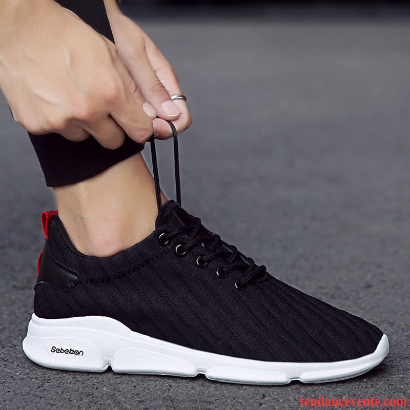 Chaussures De Running Homme Décontractée Sport Tendance Toile Chaussures De Skate Tous Les Assortis Noir