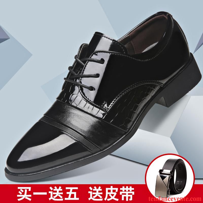 Chaussures Derbies Hommes Marques Pointe Pointue Cuir Verni Décontractée Tendance Noir Entreprise Printemps Angleterre Homme Vente