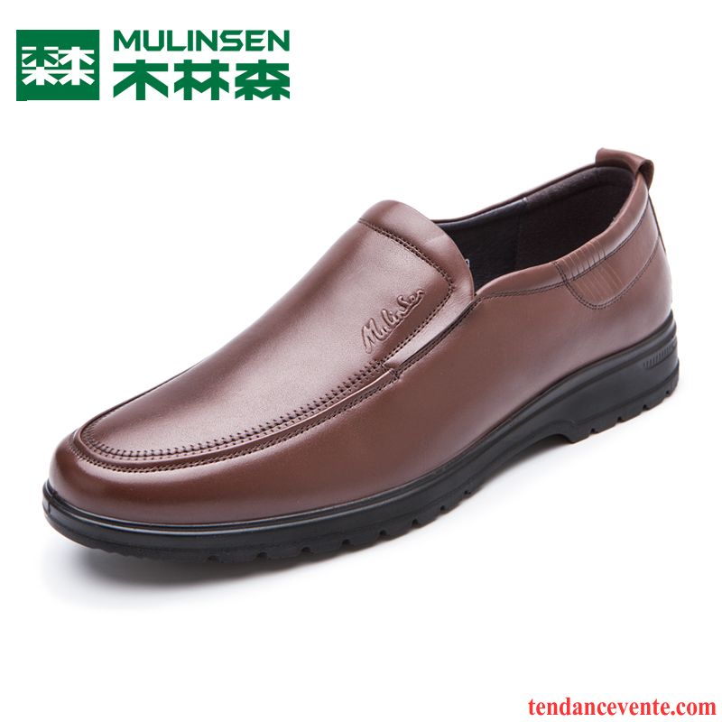 Chaussures Derbies Hommes Marques Slip-on Cuir Véritable L'automne Entreprise Paresseux Homme Décontractée Printemps Soldes