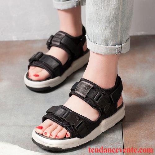 Chaussures Femme Pas Cher Soldes Rétro Mode Femme Fantaisie Plates Antidérapant Étudiant Simple Vacances Tendance Été Plage Fille Décontractée Bisque