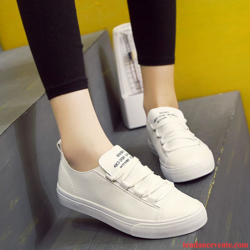 Chaussures Femme Tout Skate En Cuir Plates Tendance Art Étudiant Blanc Ultra Femme Laçage Sport