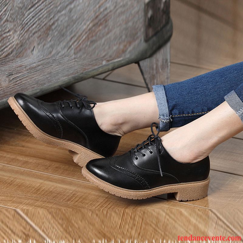 Chaussures Femmes Marques Angleterre Épais Rétro Oxford Femme Cuir Véritable