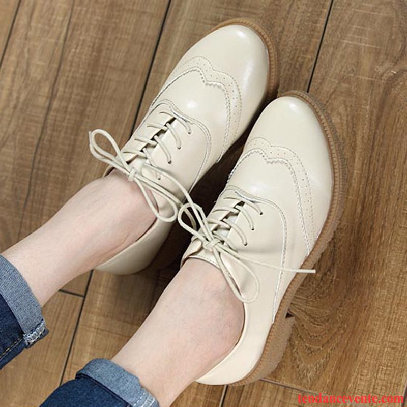 Chaussures Femmes Marques Angleterre Épais Rétro Oxford Femme Cuir Véritable