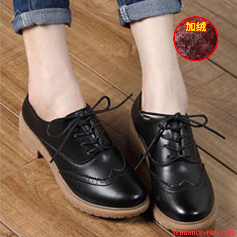 Chaussures Femmes Marques Angleterre Épais Rétro Oxford Femme Cuir Véritable