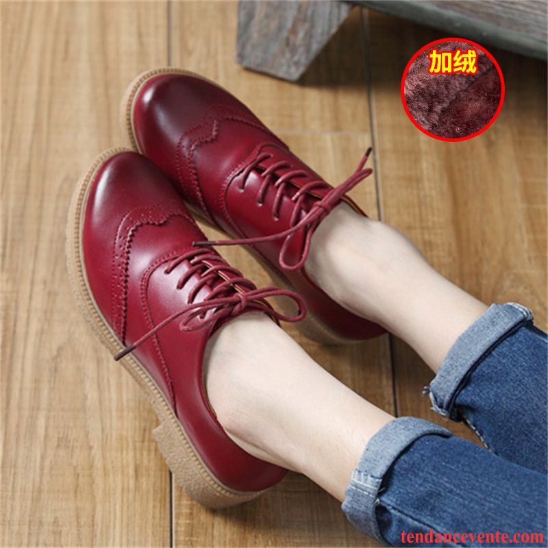 Chaussures Femmes Marques Angleterre Épais Rétro Oxford Femme Cuir Véritable