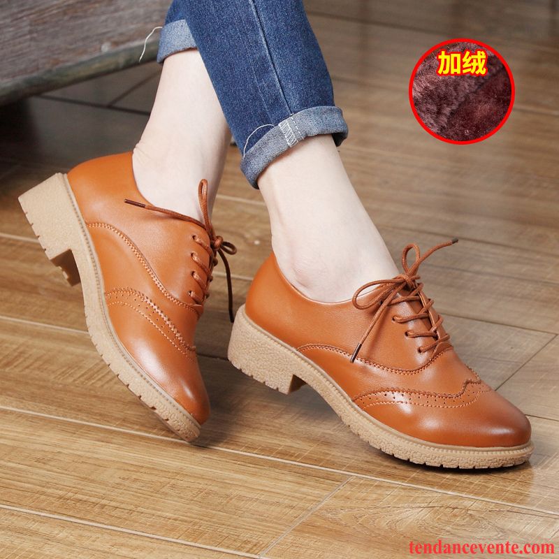 Chaussures Femmes Marques Angleterre Épais Rétro Oxford Femme Cuir Véritable