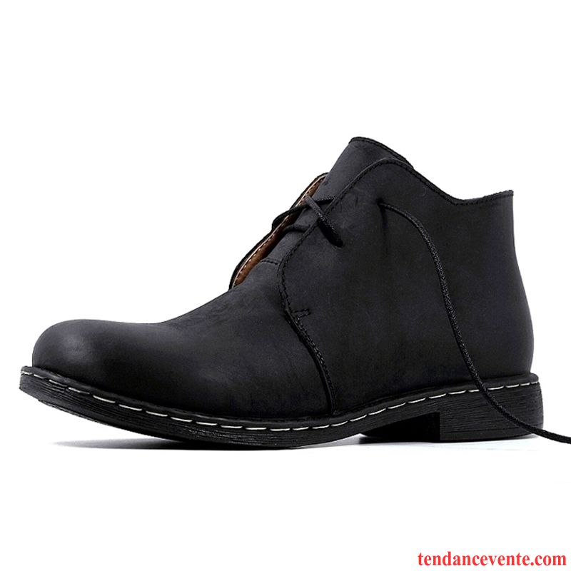 Chaussures Homme Bottines Bureau Cuir Véritable Rétro Homme L'automne En Cuir Augmenté Printemps