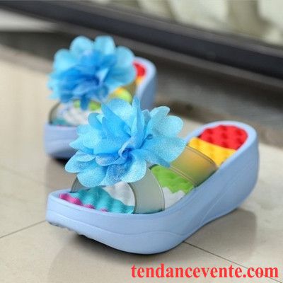 Chaussures Professionnelles Femmes Antidérapant Plage Tendance Femme Fleurs Été Semelle Épaisse Talons Compensés