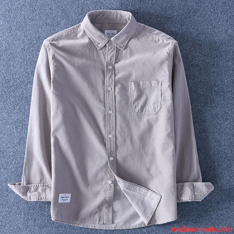 Chemise Couleur Pour Homme Chemise Une Veste Longues Delavé Rouge Printemps Homme Décontractée Rétro Jeunesse Littérature Art