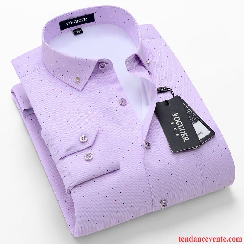 Chemise En Jean Bleu Clair Homme Chauds Chemise De Travail Plus De Velours Slim Longues Homme Violet Impression Renforcé Hiver Décontractée Pas Cher