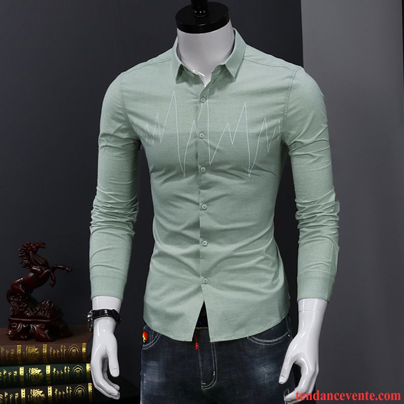 Chemise En Jean Noir Tendance Carreaux Chemise Longues Homme Blanc Décontractée Vert Beau Slim Jeunesse L'automne Chocolat