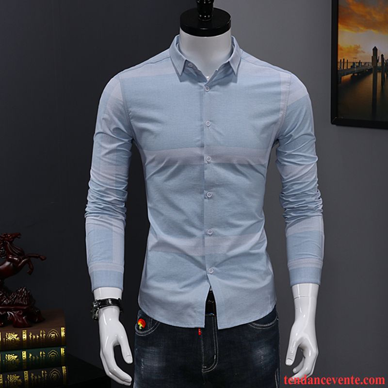 Chemise En Jean Noir Tendance Carreaux Chemise Longues Homme Blanc Décontractée Vert Beau Slim Jeunesse L'automne Chocolat