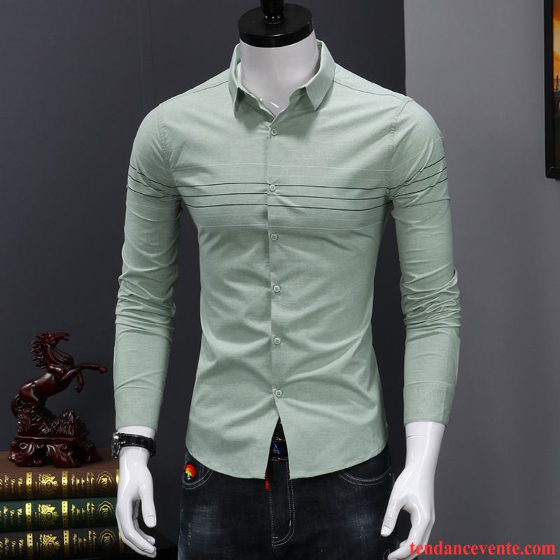 Chemise En Jean Noir Tendance Carreaux Chemise Longues Homme Blanc Décontractée Vert Beau Slim Jeunesse L'automne Chocolat