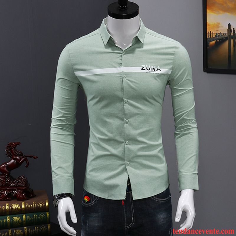 Chemise En Jean Noir Tendance Carreaux Chemise Longues Homme Blanc Décontractée Vert Beau Slim Jeunesse L'automne Chocolat