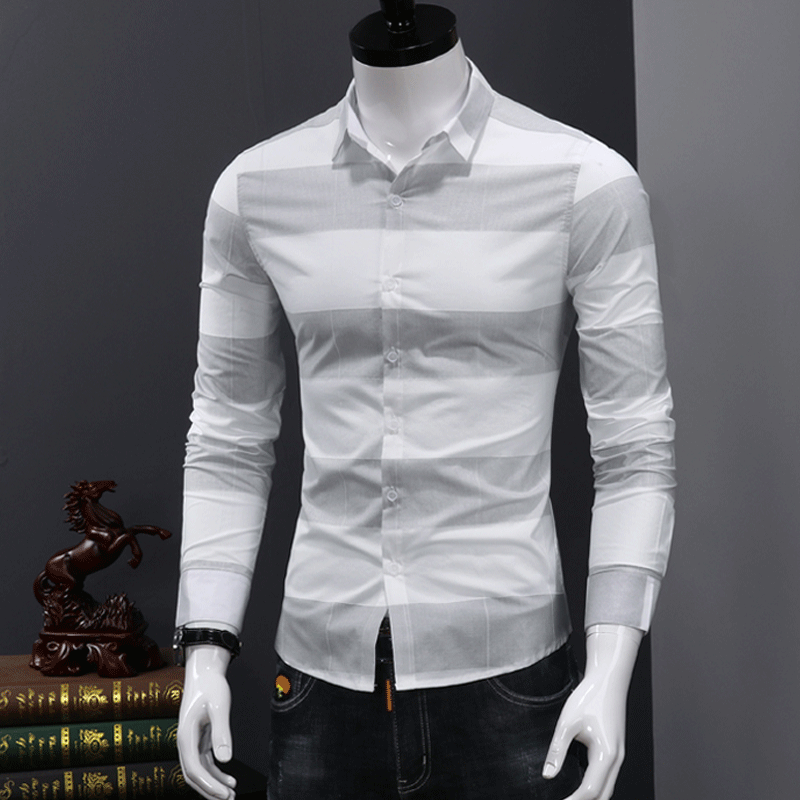 Chemise En Jean Noir Tendance Carreaux Chemise Longues Homme Blanc Décontractée Vert Beau Slim Jeunesse L'automne Chocolat