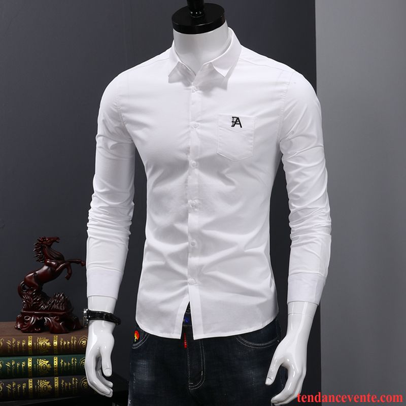 Chemise En Jean Noir Tendance Carreaux Chemise Longues Homme Blanc Décontractée Vert Beau Slim Jeunesse L'automne Chocolat