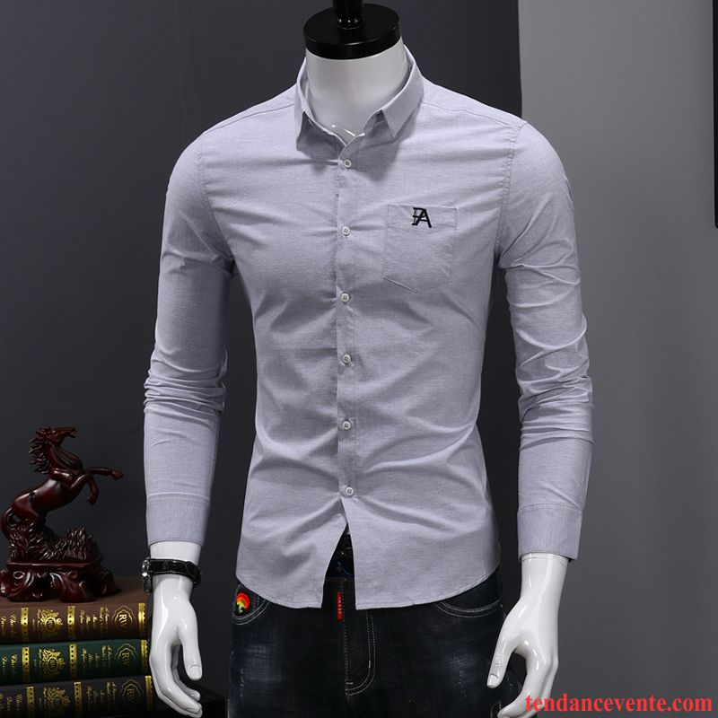 Chemise En Jean Noir Tendance Carreaux Chemise Longues Homme Blanc Décontractée Vert Beau Slim Jeunesse L'automne Chocolat