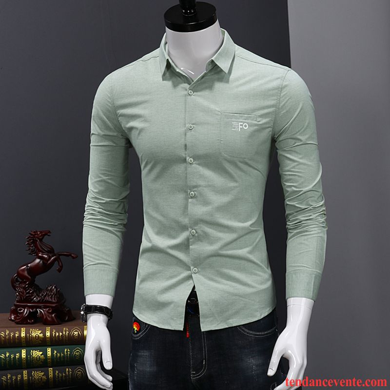 Chemise En Jean Noir Tendance Carreaux Chemise Longues Homme Blanc Décontractée Vert Beau Slim Jeunesse L'automne Chocolat