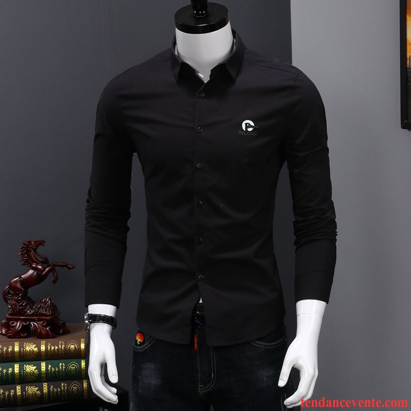 Chemise En Jean Noir Tendance Carreaux Chemise Longues Homme Blanc Décontractée Vert Beau Slim Jeunesse L'automne Chocolat