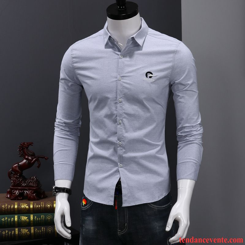 Chemise En Jean Noir Tendance Carreaux Chemise Longues Homme Blanc Décontractée Vert Beau Slim Jeunesse L'automne Chocolat