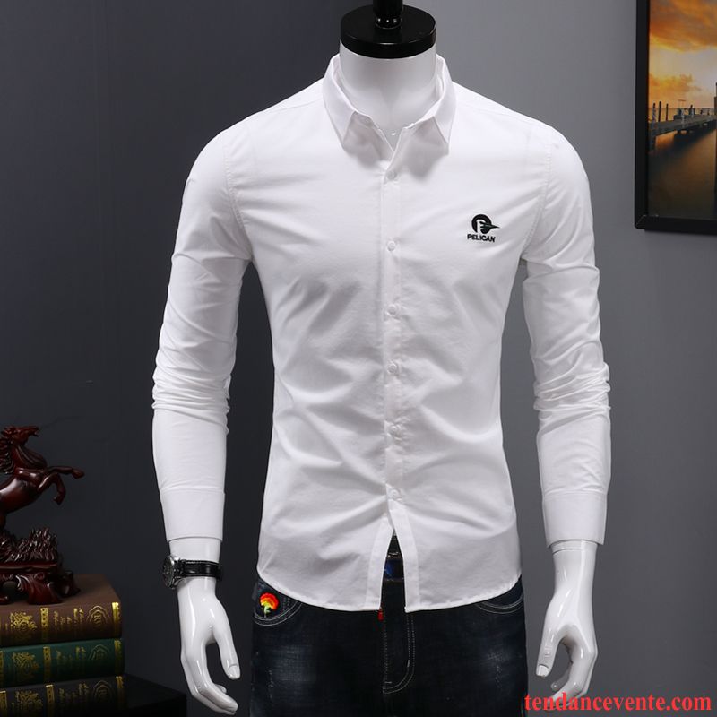 Chemise En Jean Noir Tendance Carreaux Chemise Longues Homme Blanc Décontractée Vert Beau Slim Jeunesse L'automne Chocolat