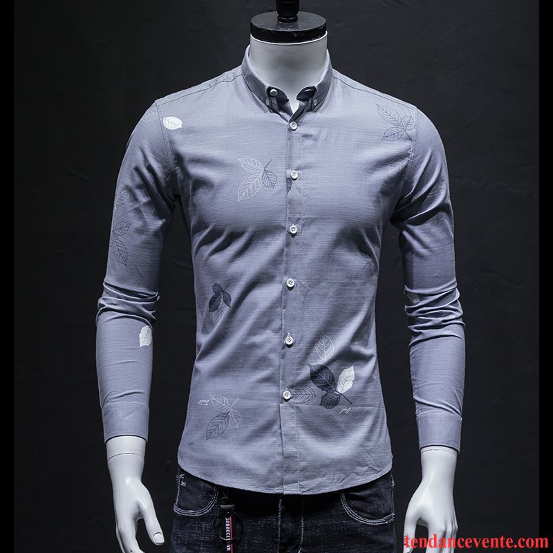 Chemise Homme Tendance Slim L'automne Chemise Rayé Légère Une Veste Bleu Longues Blanc Tendance Printemps Homme Décontractée Cyan