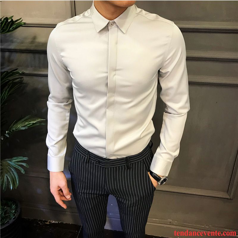 Chemises Grande Taille Chemise Slim Tendance Longues Robe Noir Beau Homme De Travail Blanc Décontractée Mariée Saphir