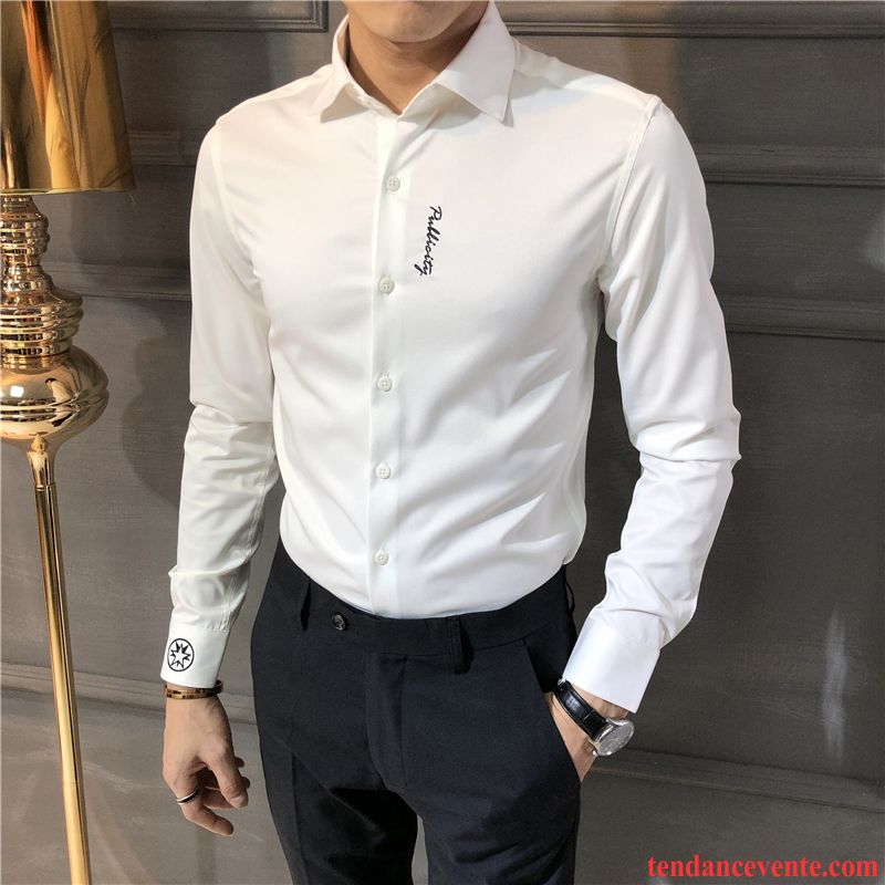 Chemises Grande Taille Chemise Slim Tendance Longues Robe Noir Beau Homme De Travail Blanc Décontractée Mariée Saphir