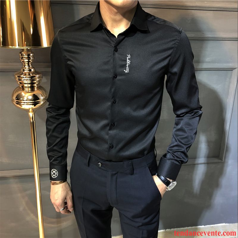 Chemises Grande Taille Chemise Slim Tendance Longues Robe Noir Beau Homme De Travail Blanc Décontractée Mariée Saphir