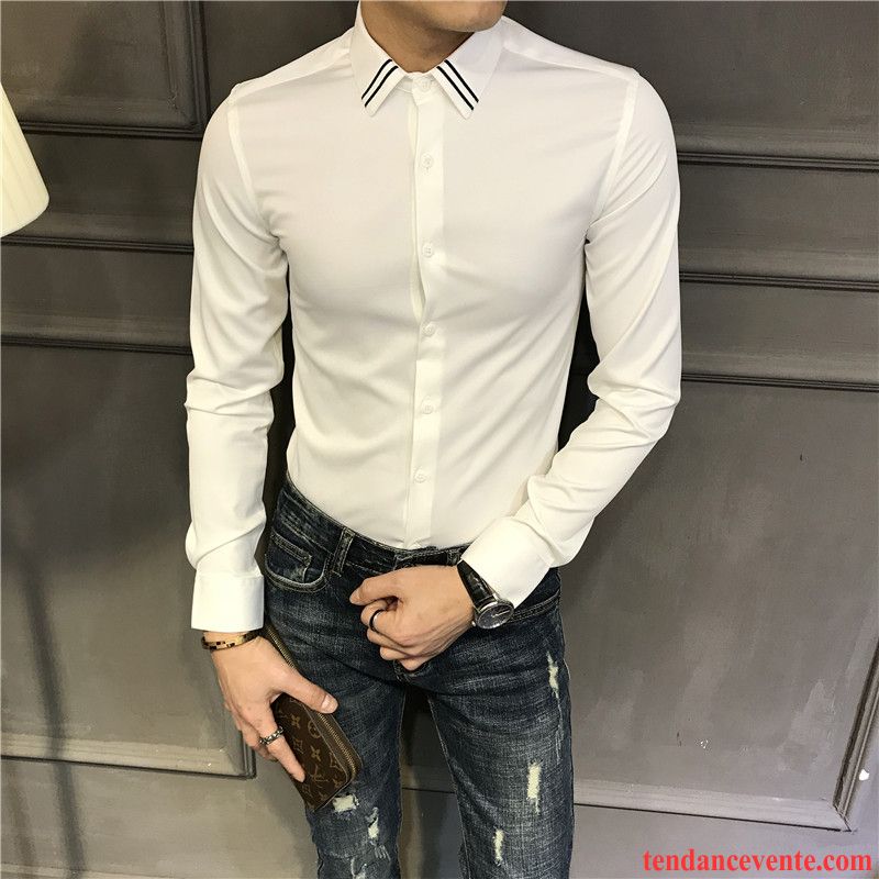 Chemises Homme L'automne Jeunesse Beau Tous Les Assortis Printemps Longues Blanc