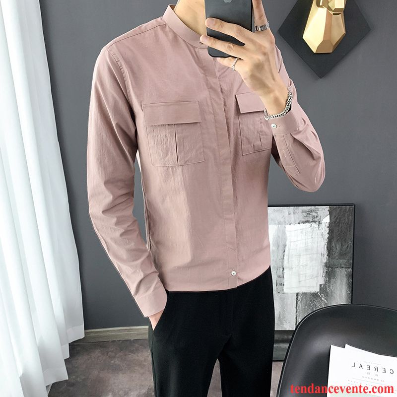 Chemises Homme Mode Slim Tendance L'automne Longues Rose