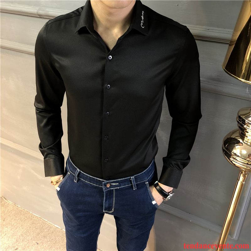 Chemises Homme Professionnel Beau Longues De Travail Slim Travailler Blanc