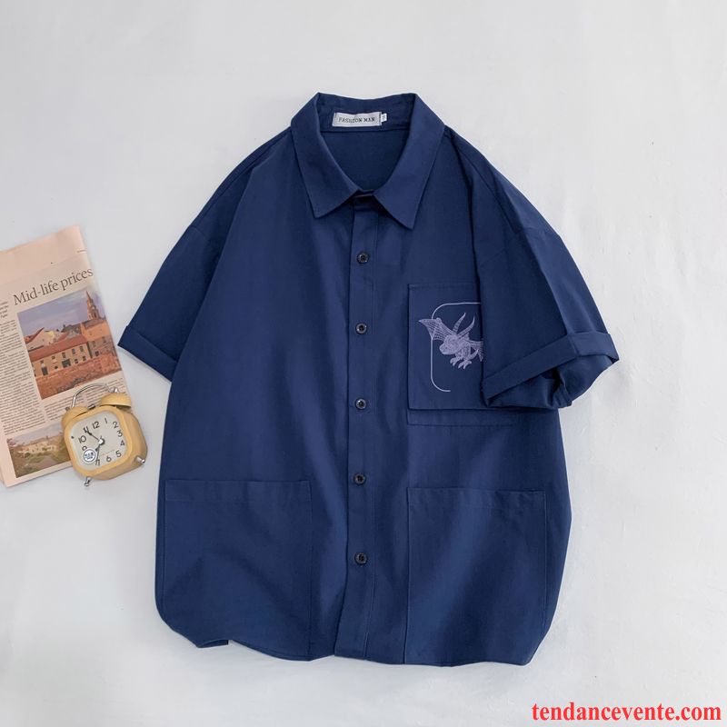 Chemises Homme Une Veste Baggy Courte Beau Bureau Tendance Bleu