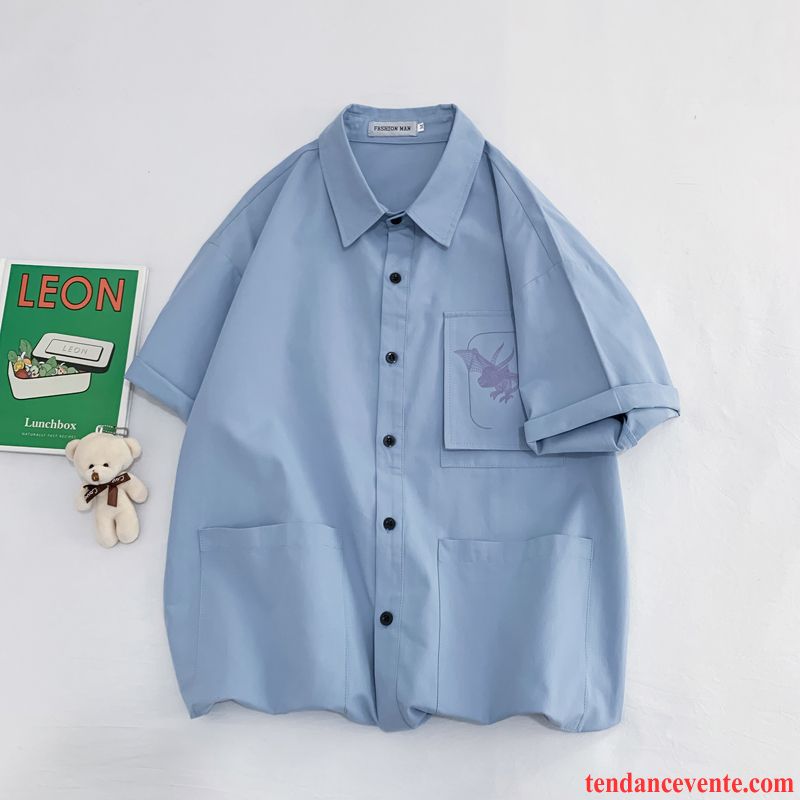 Chemises Homme Une Veste Baggy Courte Beau Bureau Tendance Bleu