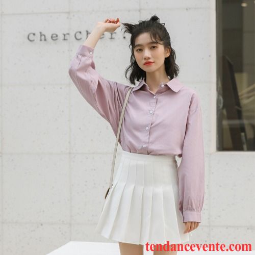 Chemisiers Femme Printemps Fille Étudiant Campus Vent Une Veste Tous Les Assortis Rose