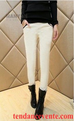 Combinaison Pantalon Large Femme Tendance Plus De Velours Maigre L'automne Femme Hiver Outwear Leggings Dessous Lavande