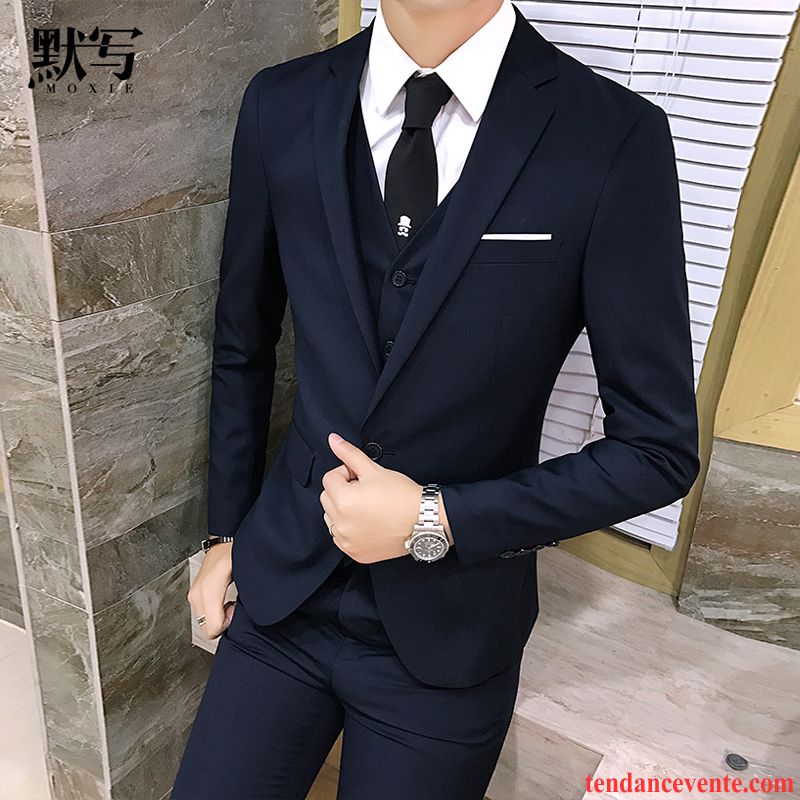 Costume Jeune Homme Professionnel Homme Slim Costume Robe Ensemble Chameau