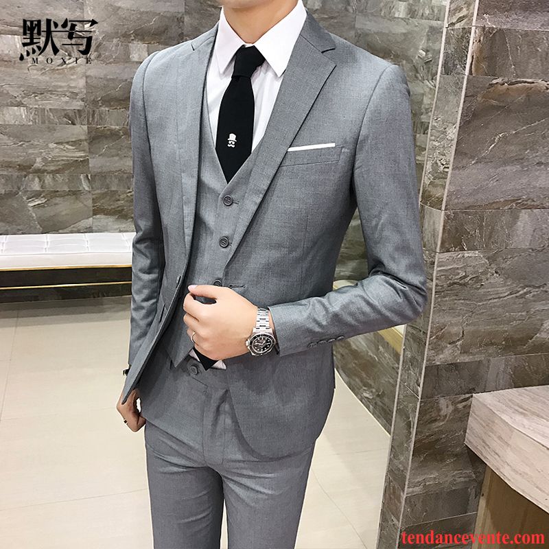 Costume Jeune Homme Professionnel Homme Slim Costume Robe Ensemble Chameau