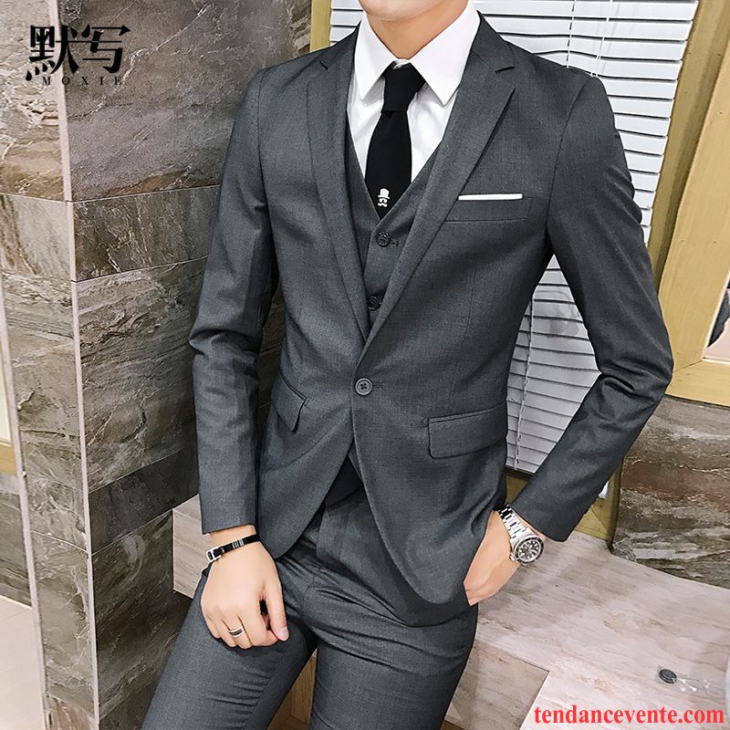 Costume Jeune Homme Professionnel Homme Slim Costume Robe Ensemble Chameau