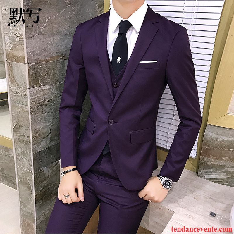 Costume Jeune Homme Professionnel Homme Slim Costume Robe Ensemble Chameau